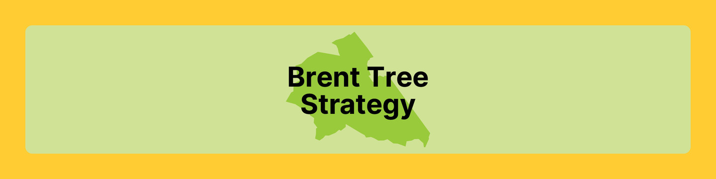 A colourful banner reading 'Brent Tree Strategy'